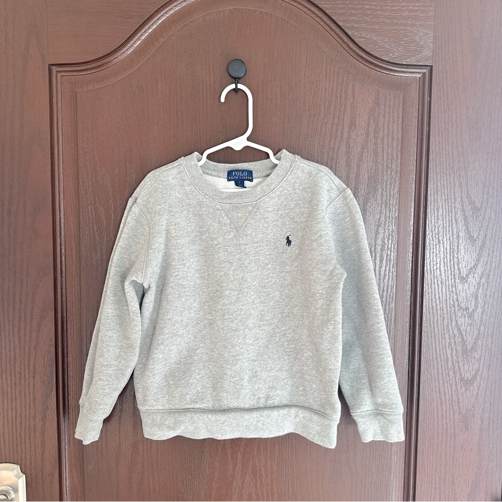 Polo Ralph Lauren Boys’ Gray Fleece Crewneck Sweatshirt Size 7 Cozy Casual